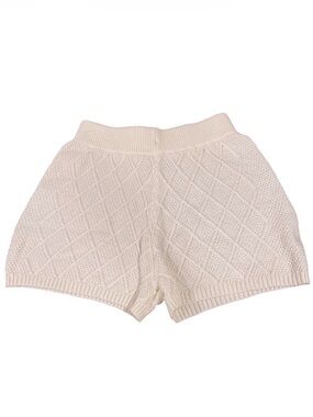 Cream Textured Knit High Rise Pull On Shorts Women’s Medium
